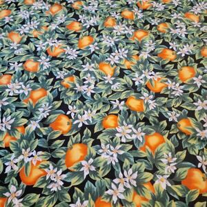Cotton Fabric Orange Blossom 1 Yard x 44  Northcott Citrus Floral Black